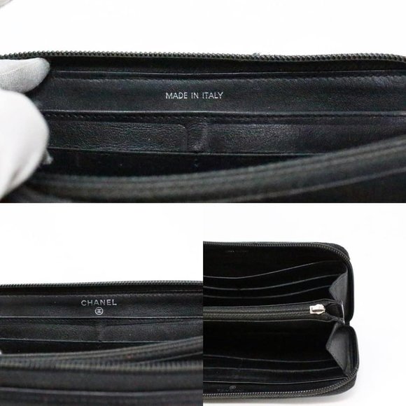 CHANEL #MCA189 Black Leather Timeless CC Zip Around Wallet - Picture 6 of 9